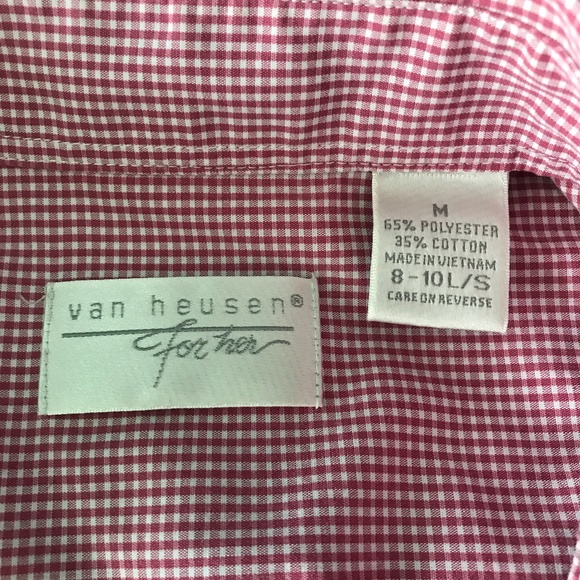 Van Heusen - Checked Pink & White Long Sleeve Button up Shirt - 3/25$ - Picture 6 of 8